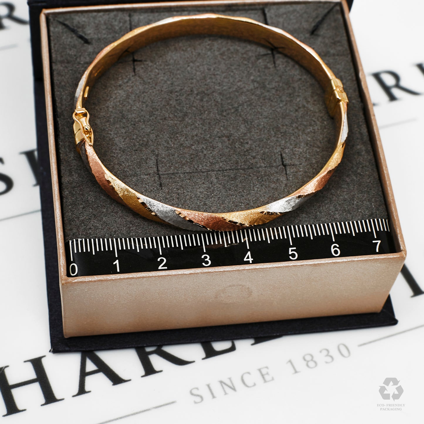 Pre-Owned 9ct Gold Tricolour Twist Bangle