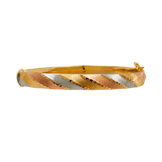 Pre-Owned 9ct Gold Tricolour Twist Bangle