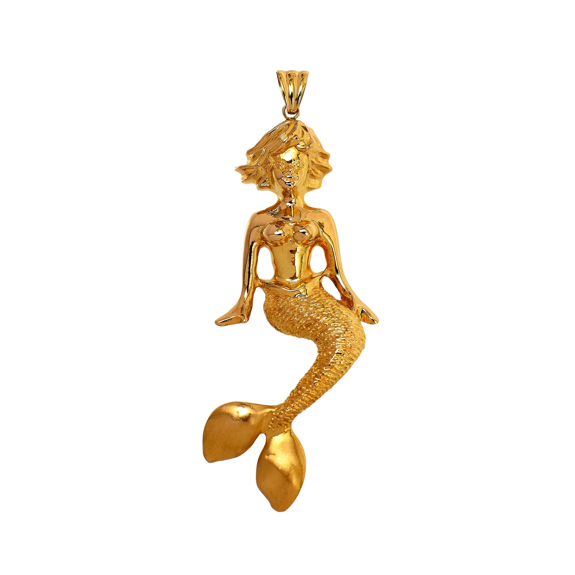 Pre-Owned 18ct Gold Hollow Oversized Mermaid Pendant