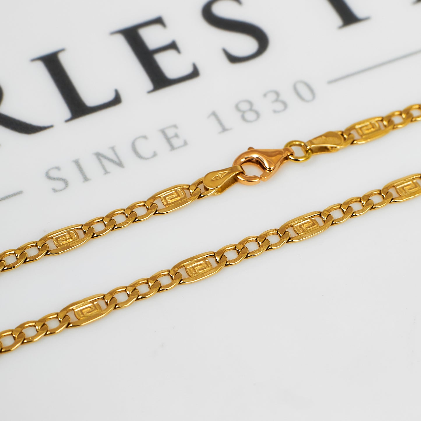Pre-Owned 18ct Gold 3+1 Figaro/Anchor Link Necklace