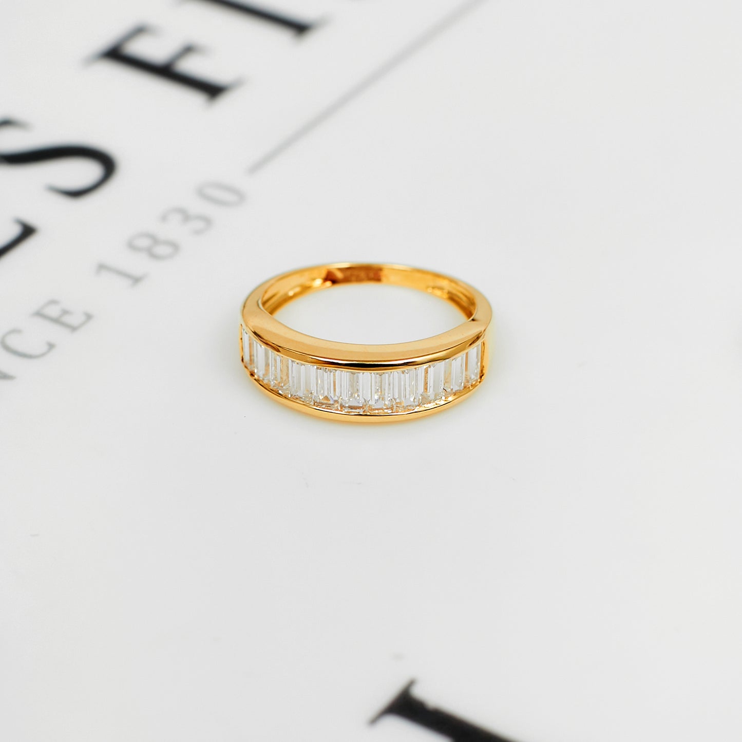 Pre-Owned 14ct Gold Cubic Zirconia Dress Band Ring