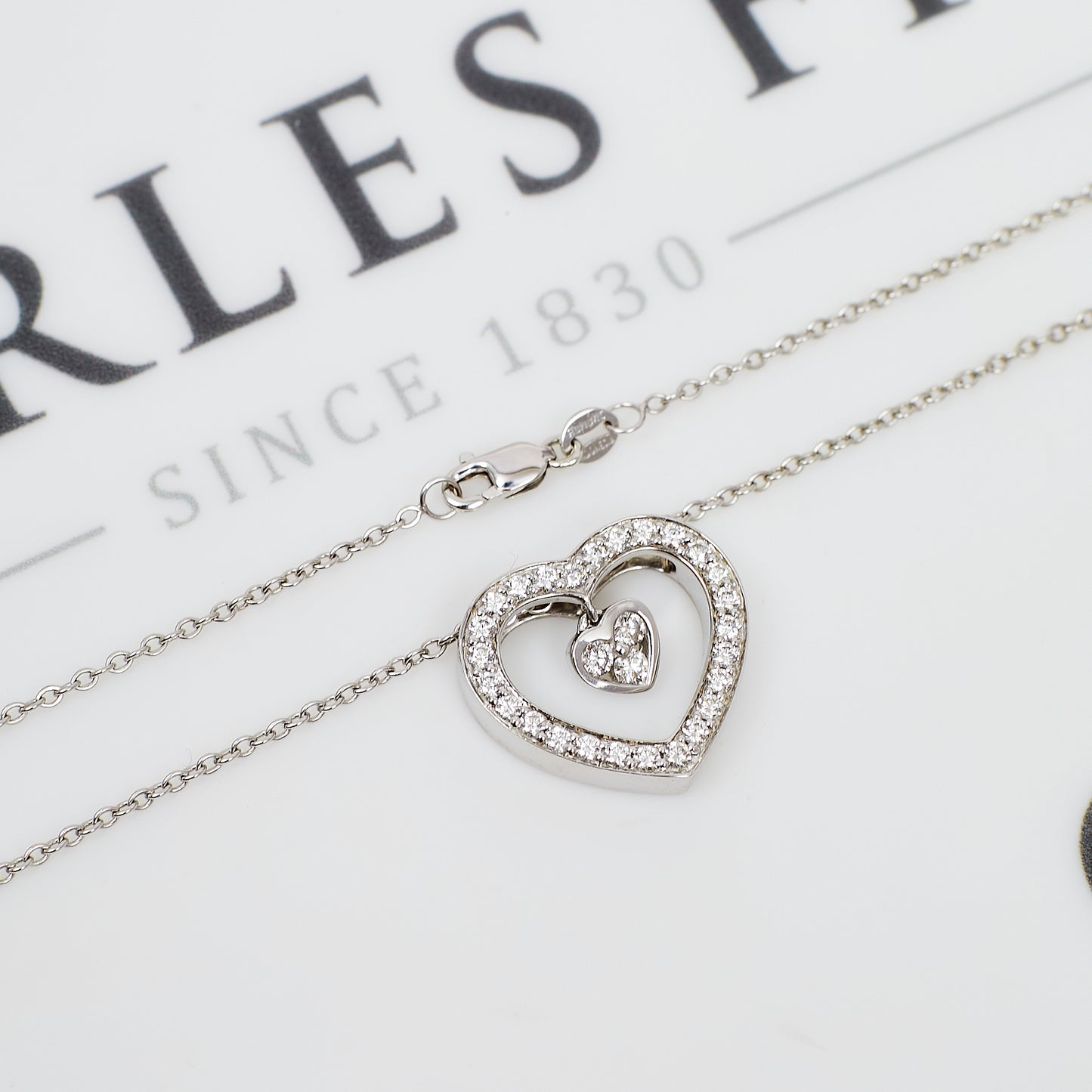 Pre-Owned 18ct White Gold & Diamond Heart Pendant Necklace