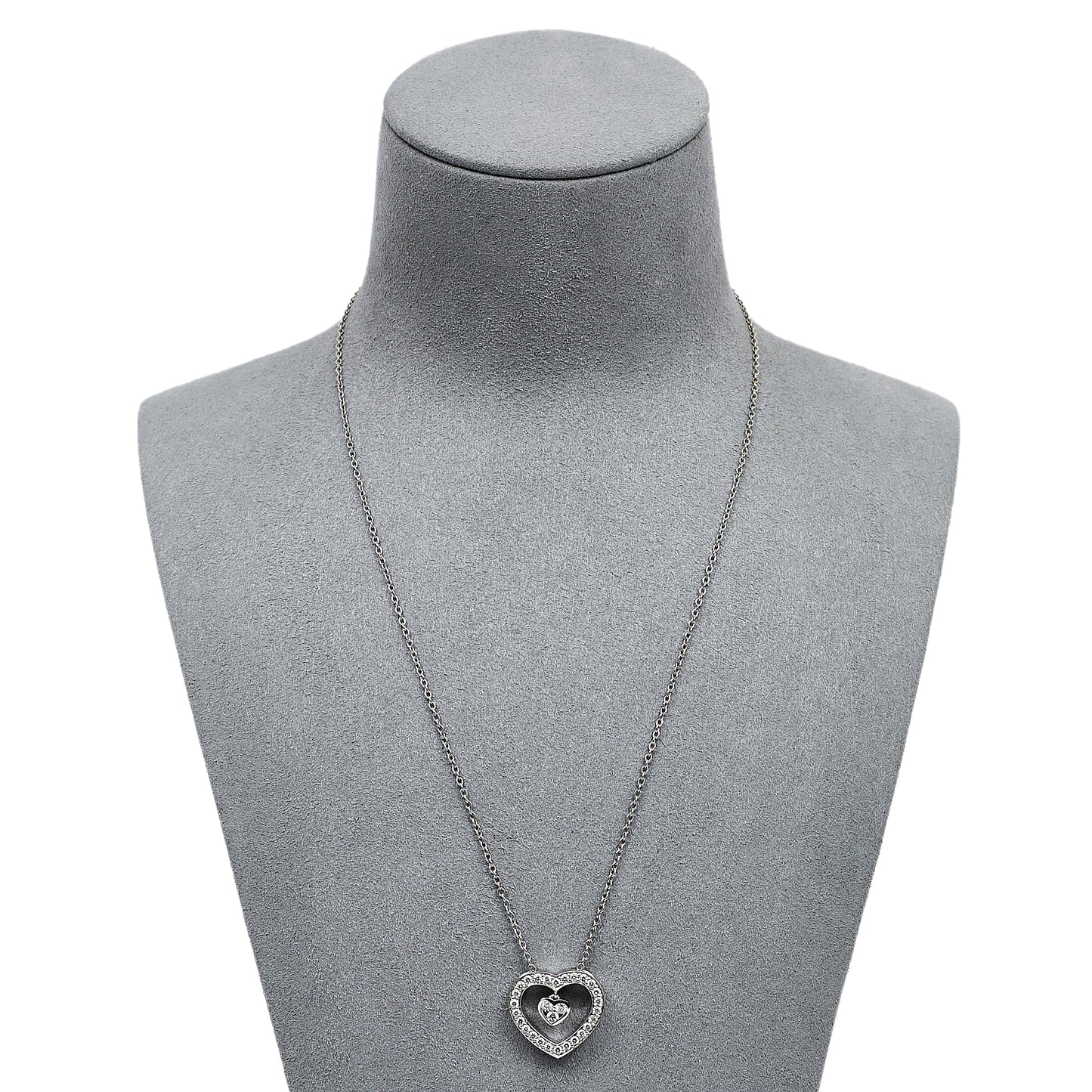 Pre-Owned 18ct White Gold & Diamond Heart Pendant Necklace |
