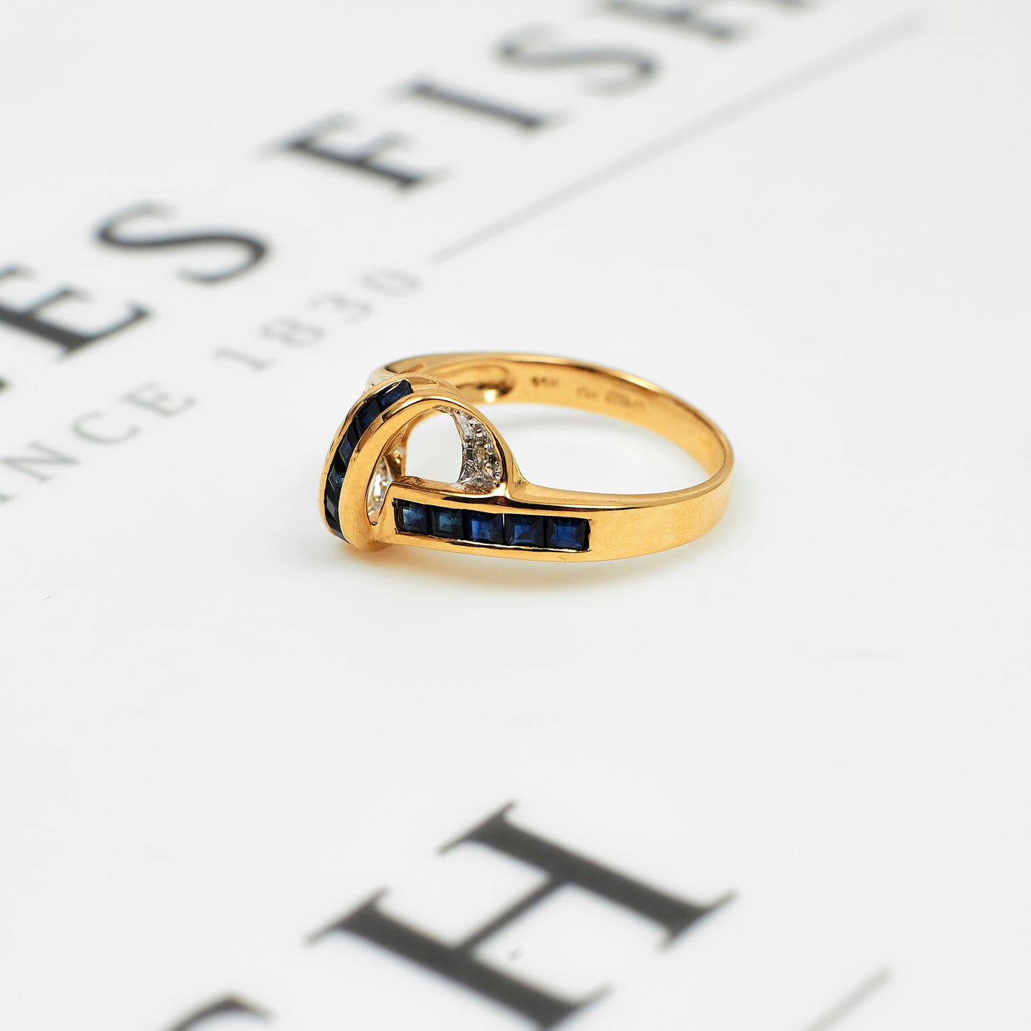 Pre-Owned 14ct Gold Sapphire & Diamond Twist Ring
