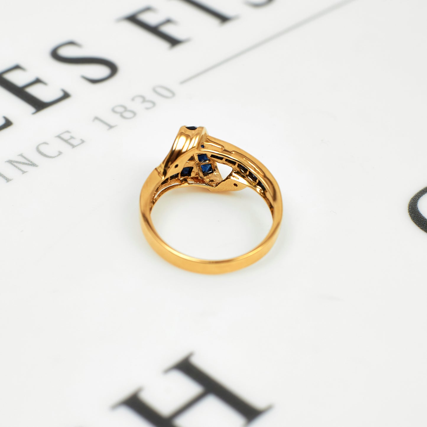 Pre-Owned 14ct Gold Sapphire & Diamond Twist Ring