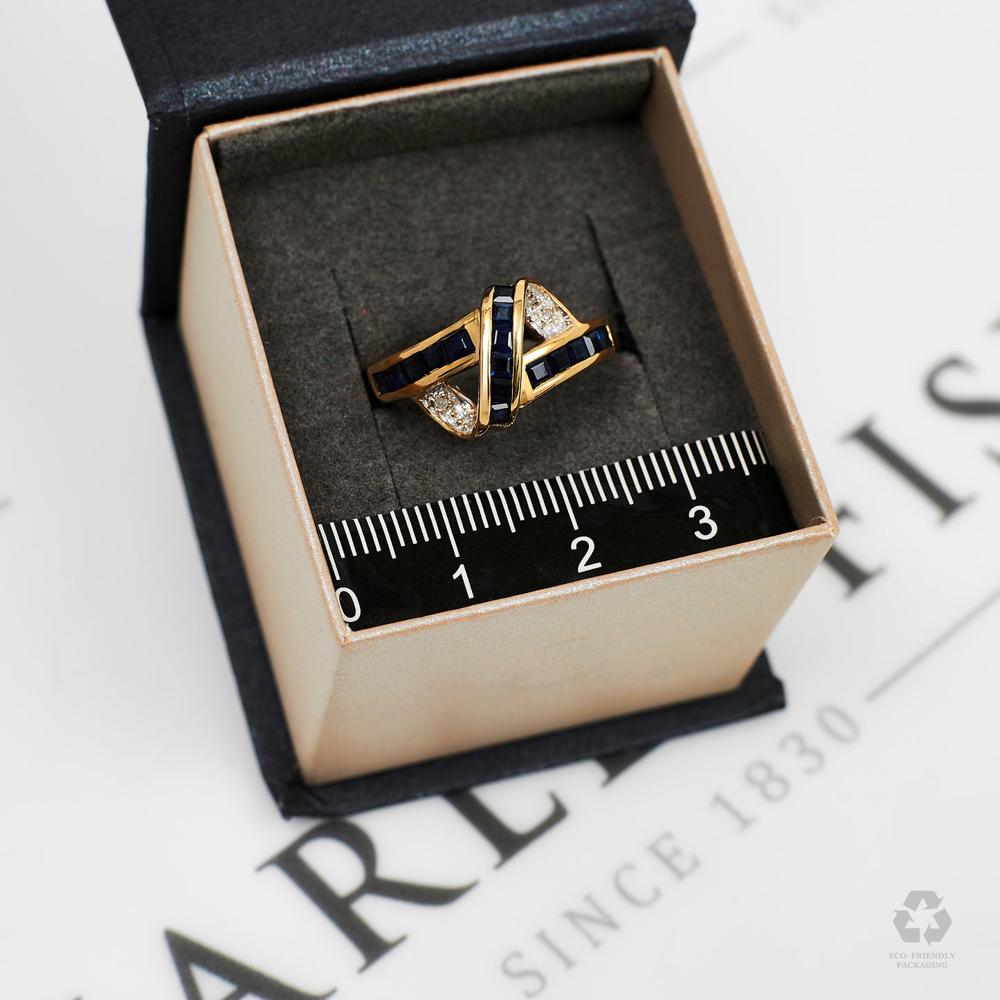 Pre-Owned 14ct Gold Sapphire & Diamond Twist Ring