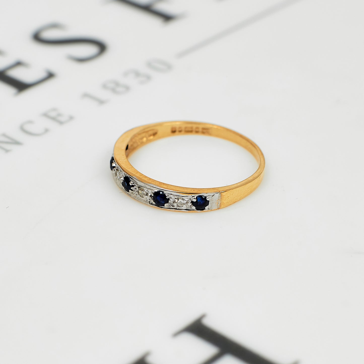 Pre-Owned 9ct Gold Sapphire & Diamond Band Ring