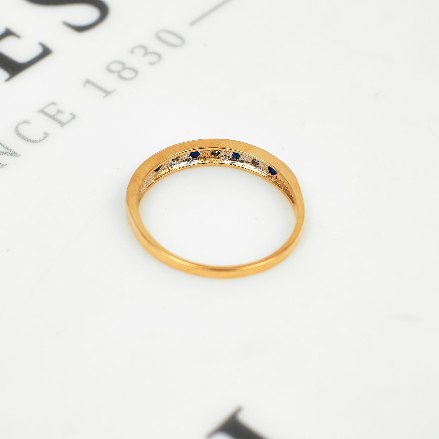 Pre-Owned 9ct Gold Sapphire & Diamond Band Ring