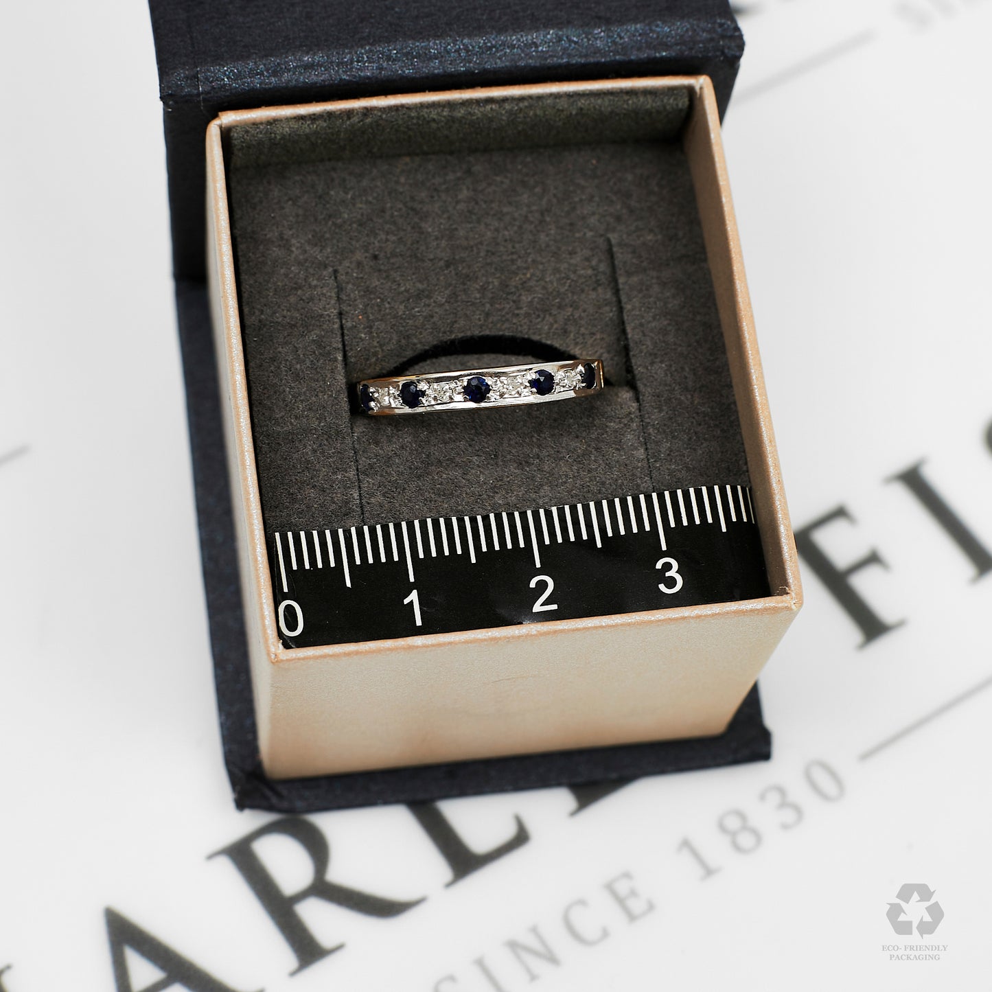 Pre-Owned 9ct Gold Sapphire & Diamond Band Ring