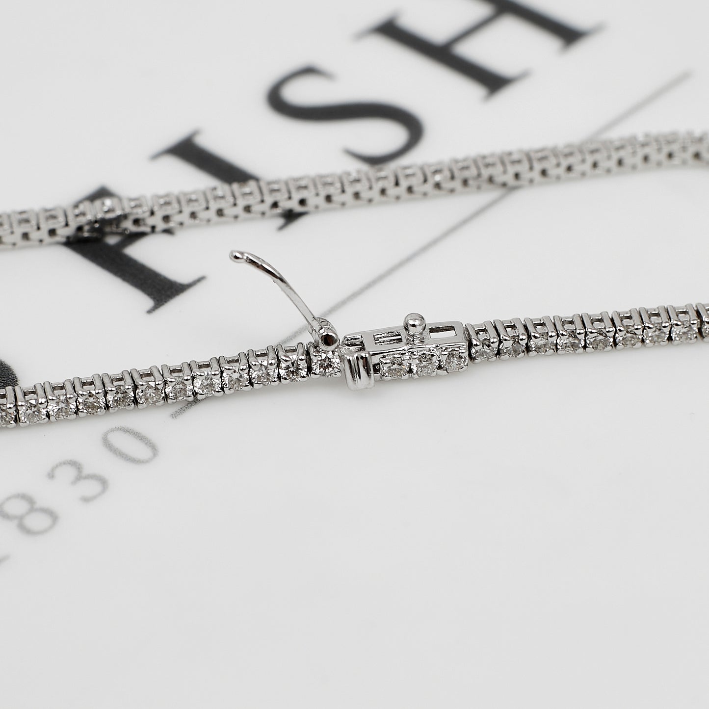 Pre-Owned 18ct White Gold 80 Diamond Line Bracelet 6.5 Inch