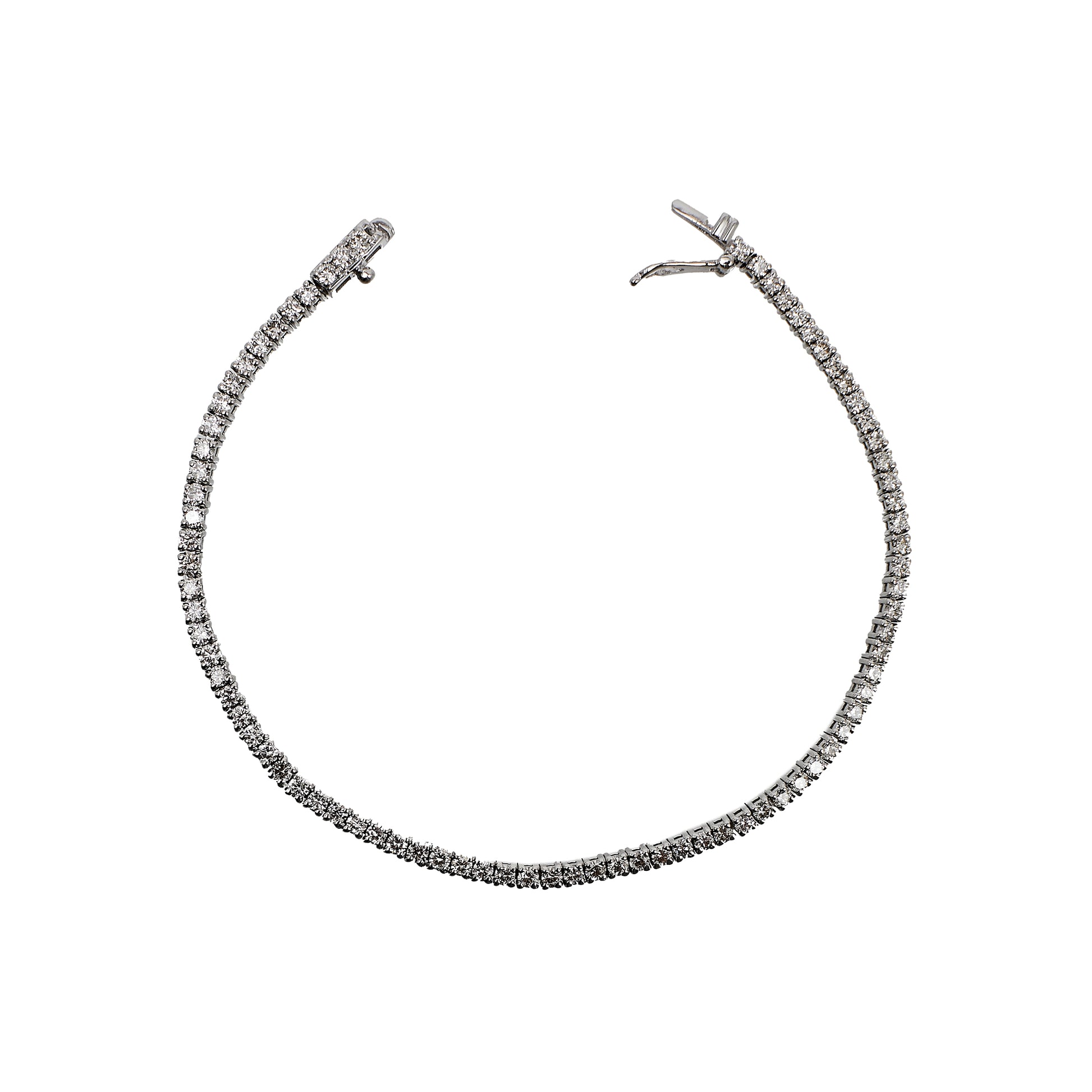Pre-Owned 18ct White Gold 80 Diamond Line Bracelet 6.5 Inch