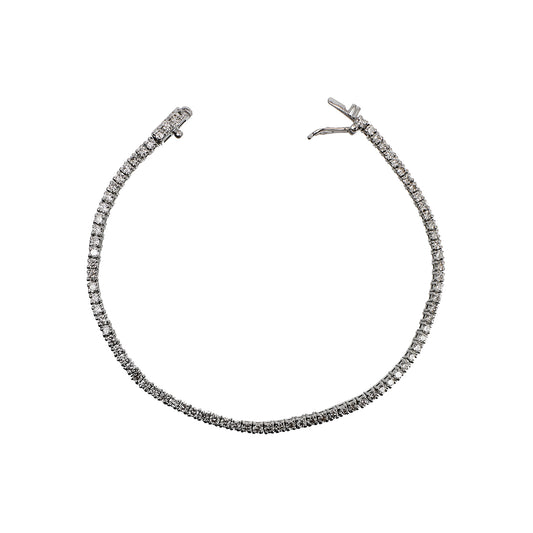 Pre-Owned 18ct White Gold 80 Diamond Line Bracelet 6.5 Inch