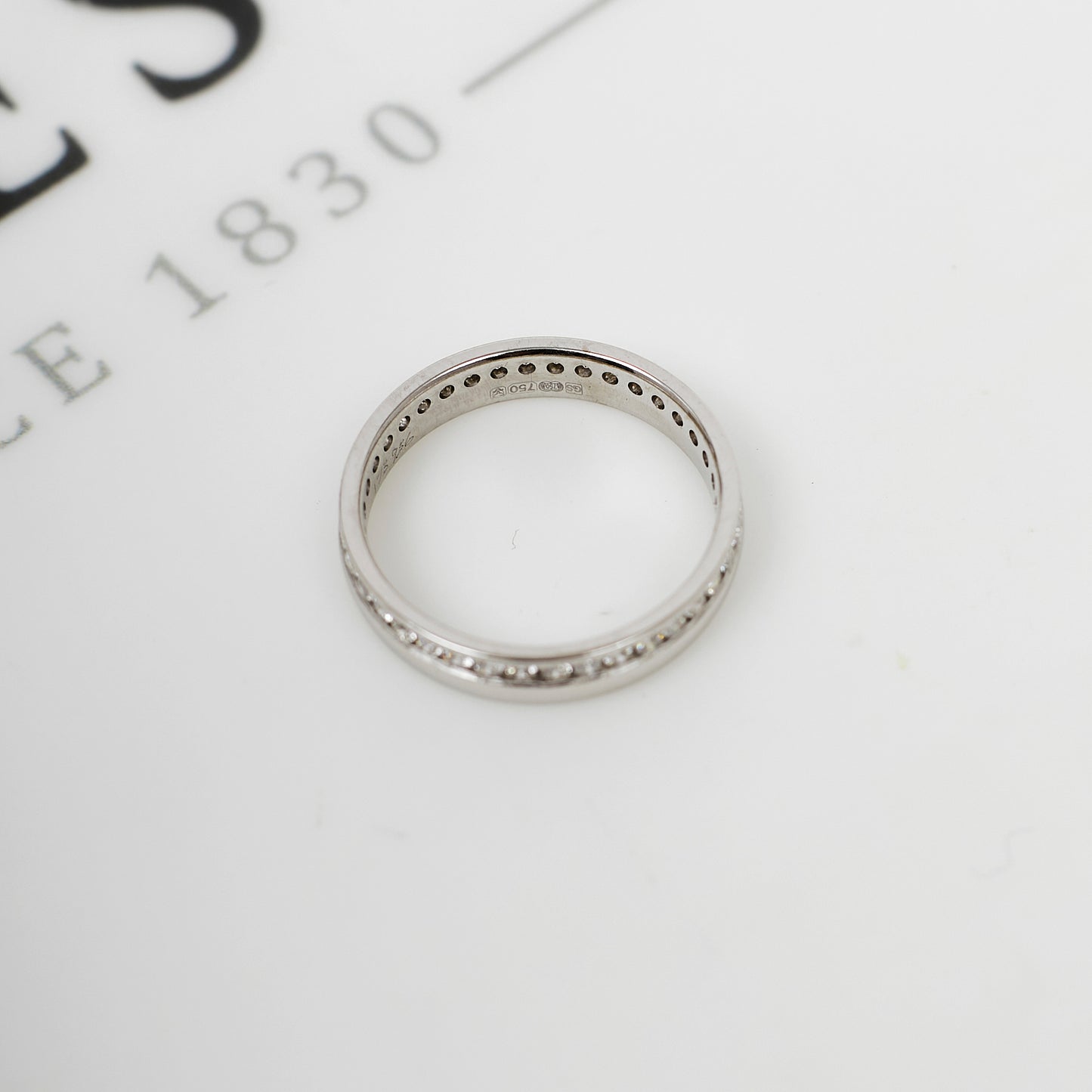 Pre-Owned 18ct White Gold Diamond Set Band Ring Size J
