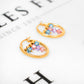 Pre-Owned 9ct Gold Pink & Blue Bead Creole Earrings