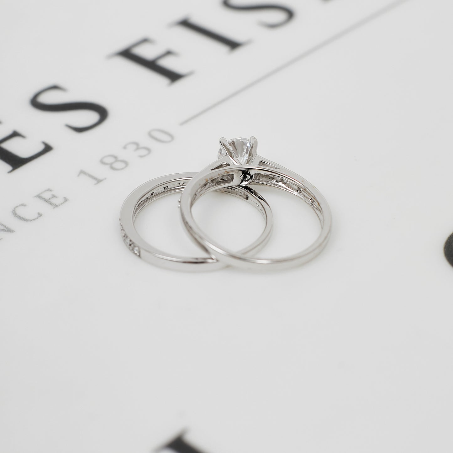 Pre-Owned 18ct White Gold CZ Wedding Ring Set