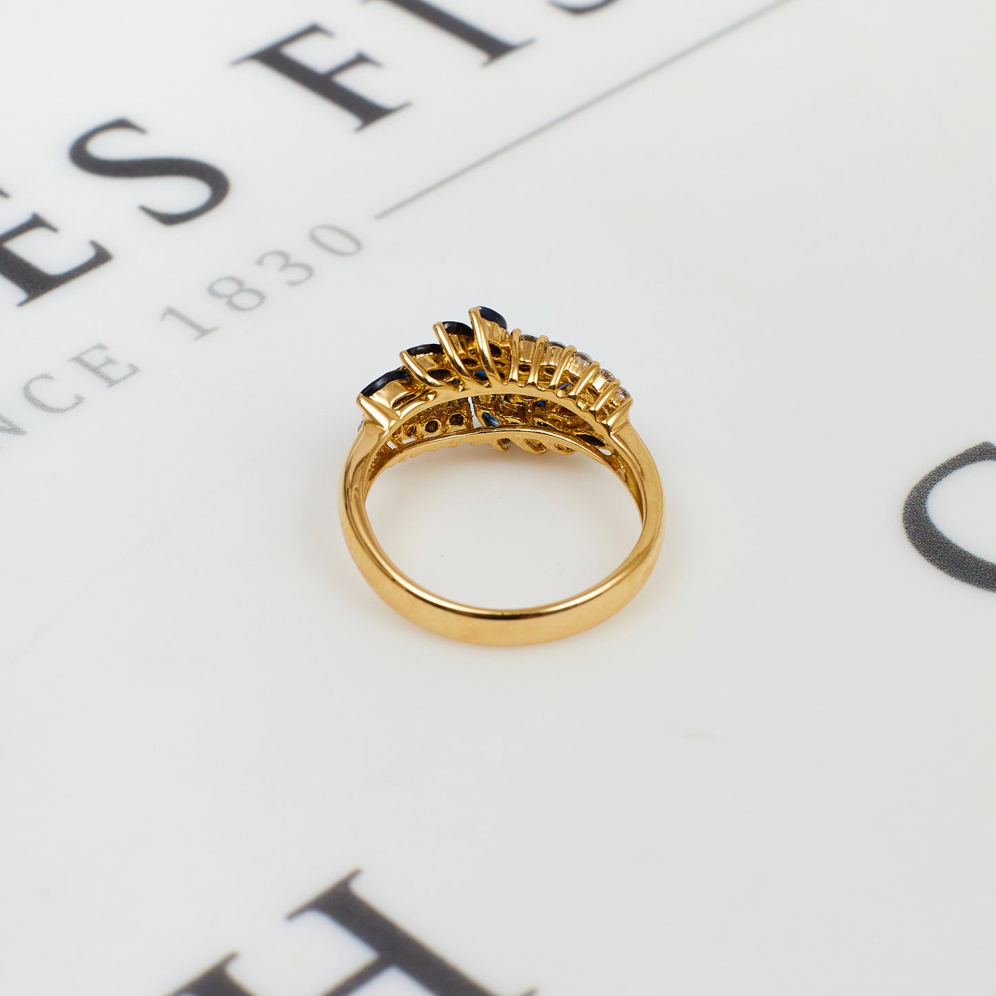 Pre-Owned 18ct Gold Diamond & Sapphire Leaves Design Ring