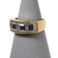 Pre-Owned 9ct Gold Square Sapphire & Diamond Cluster Ring