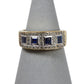 Pre-Owned 9ct Gold Square Sapphire & Diamond Cluster Ring