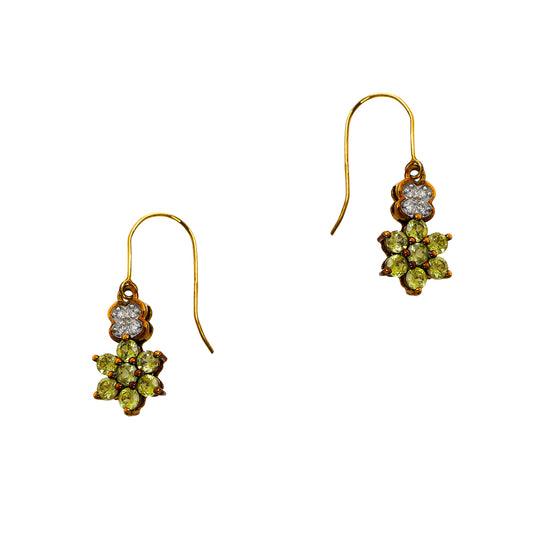 Pre-Owned 9ct Gold Green Grossular Garnet & Diamond Earrings