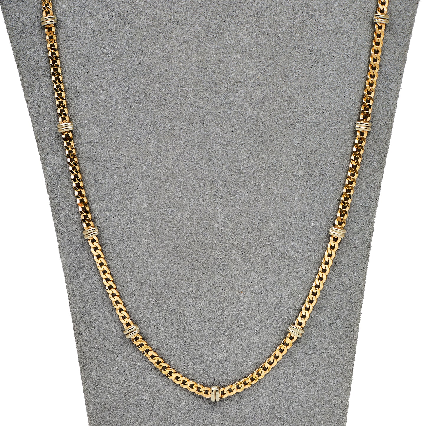 Pre-Owned 9ct Gold 2 Tone Curb Necklace 28 inches