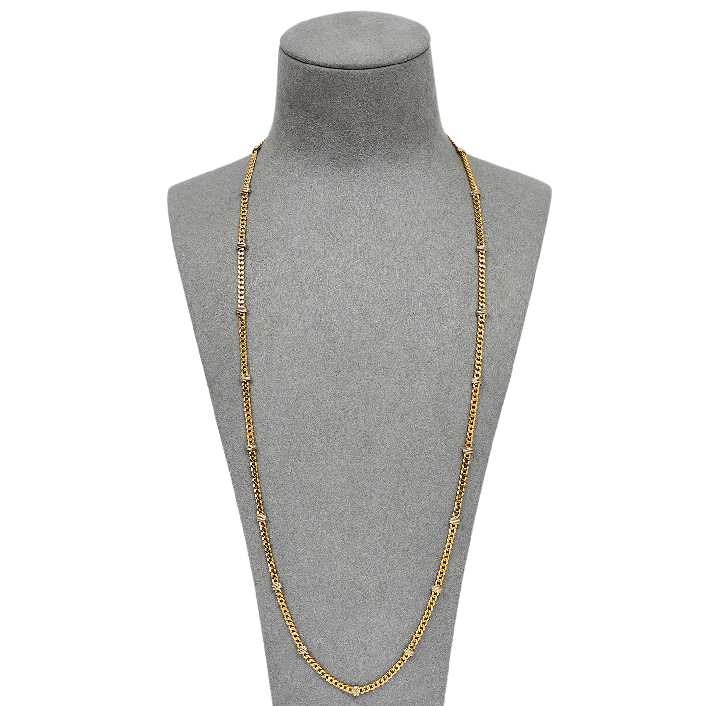 Pre-Owned 9ct Gold 2 Tone Curb Necklace 28 inches