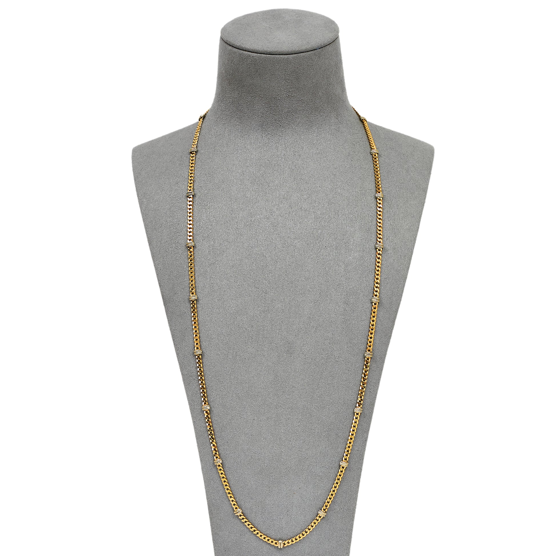 Pre-Owned 9ct Gold 2 Tone Curb Necklace 28 inches