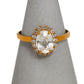 Pre-Owned 9ct Gold Oval White Zircon Cluster Ring Size Q