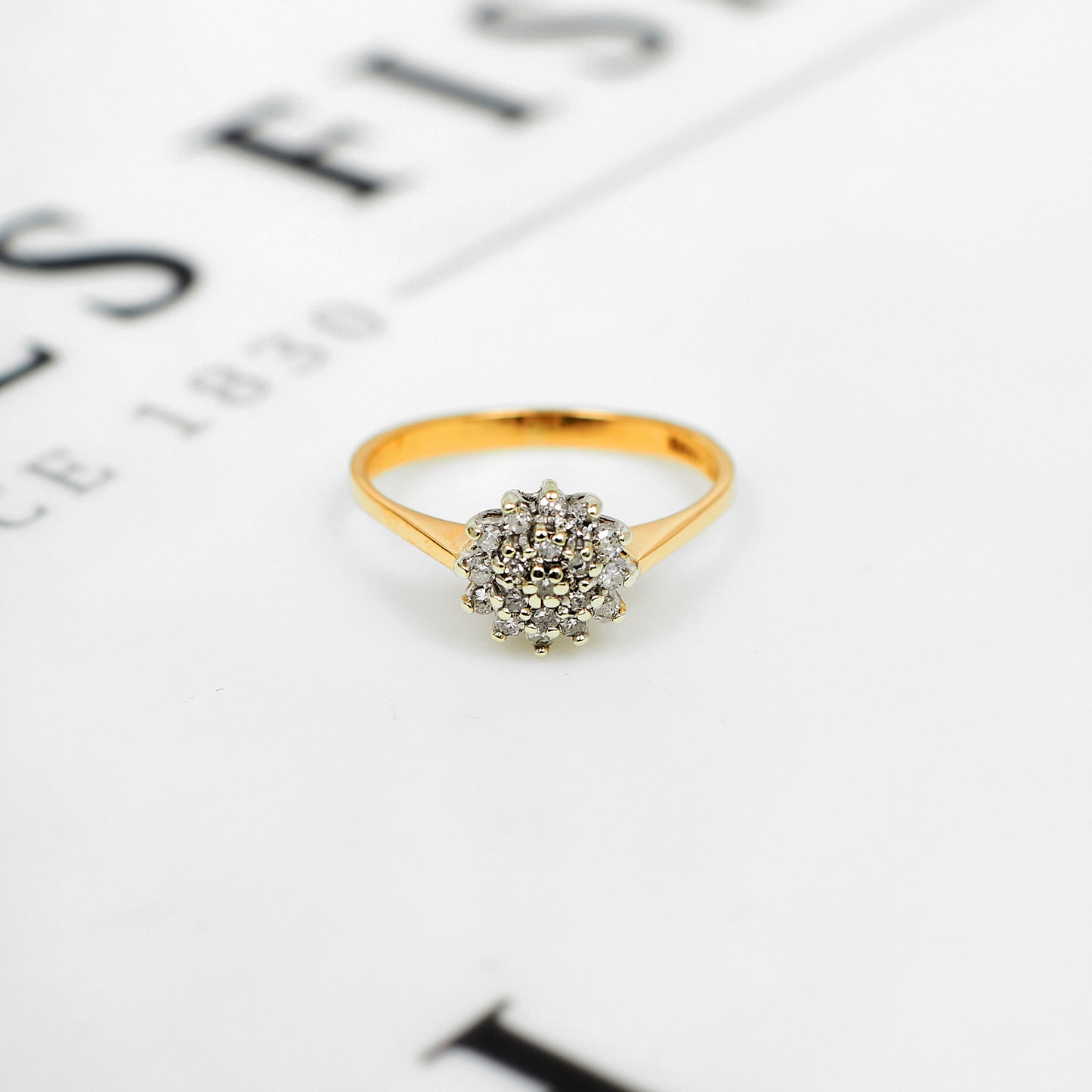 Pre-Owned 9ct Gold Diamond Cluster Ring - Size L