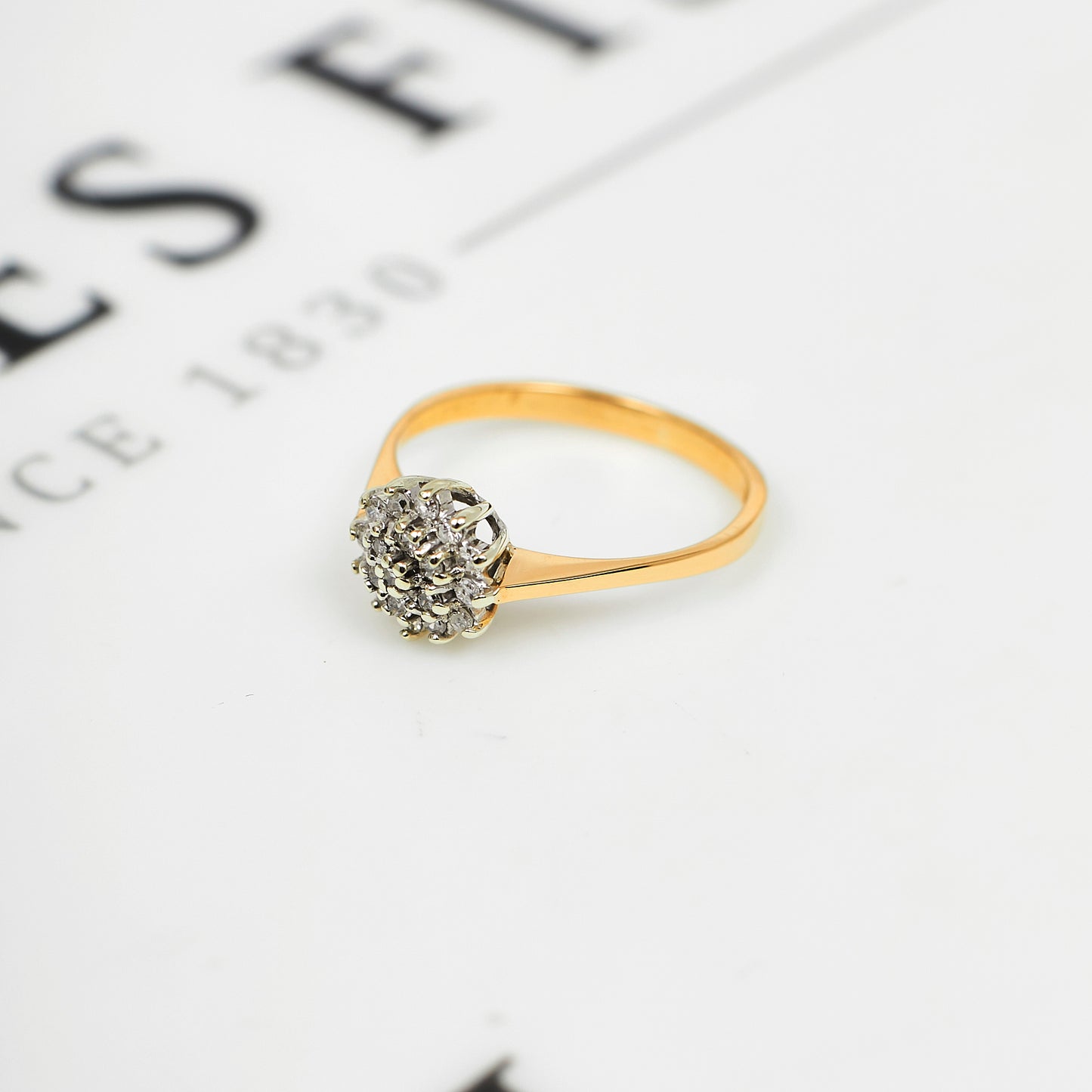 Pre-Owned 9ct Gold Diamond Cluster Ring - Size L
