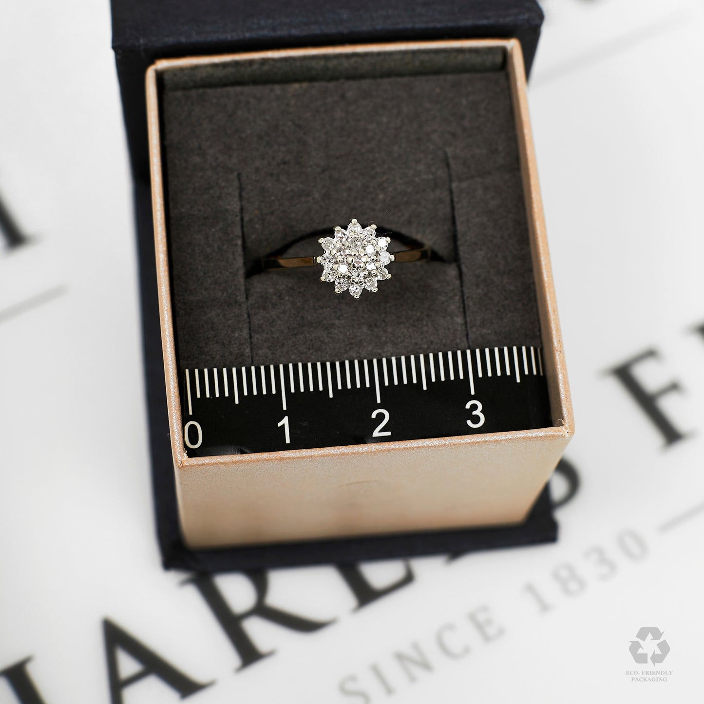 Pre-Owned 9ct Gold Diamond Cluster Ring - Size L