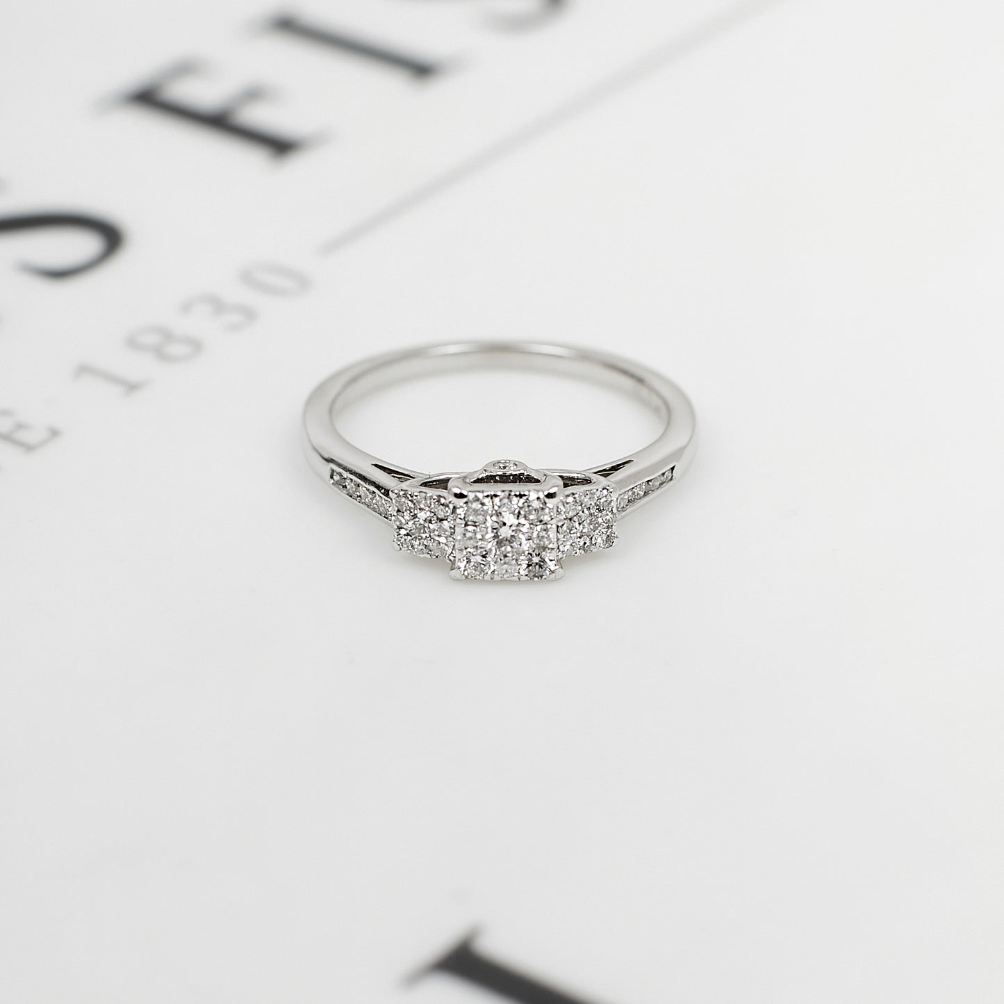 Pre-Owned 9ct White Gold Diamond Triple Cluster Ring