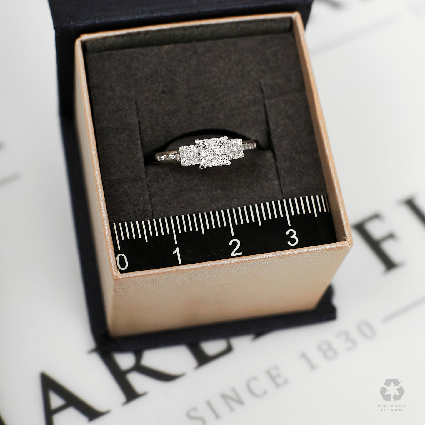 Pre-Owned 9ct White Gold Diamond Triple Cluster Ring
