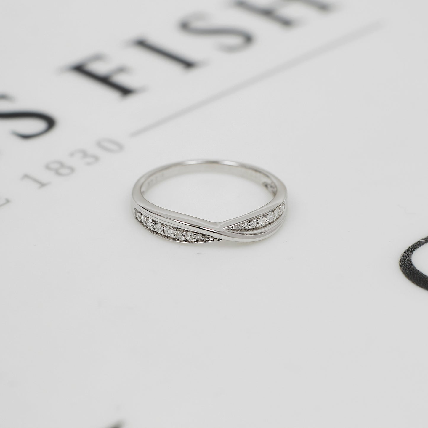 Pre-Owned 9ct White Gold Diamond Set Crossover Ring - Size N