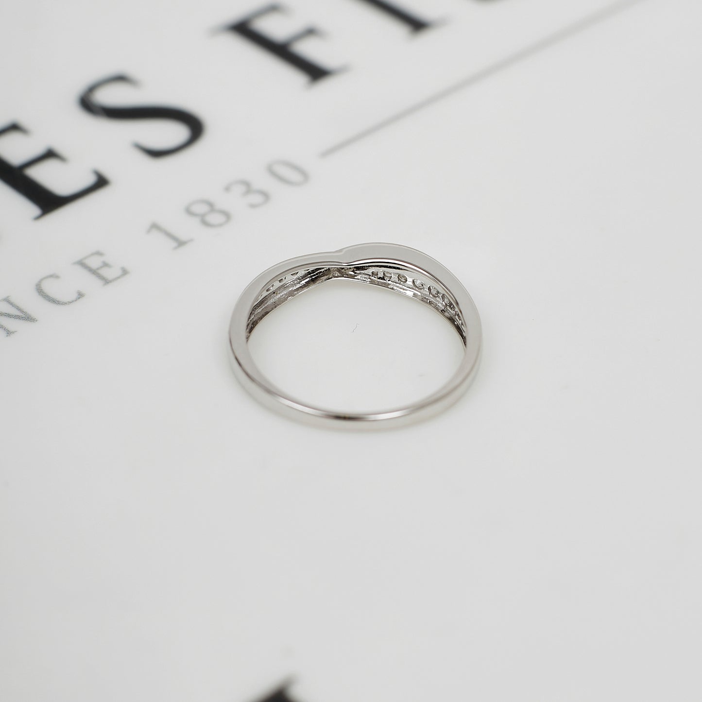 Pre-Owned 9ct White Gold Diamond Set Crossover Ring - Size N