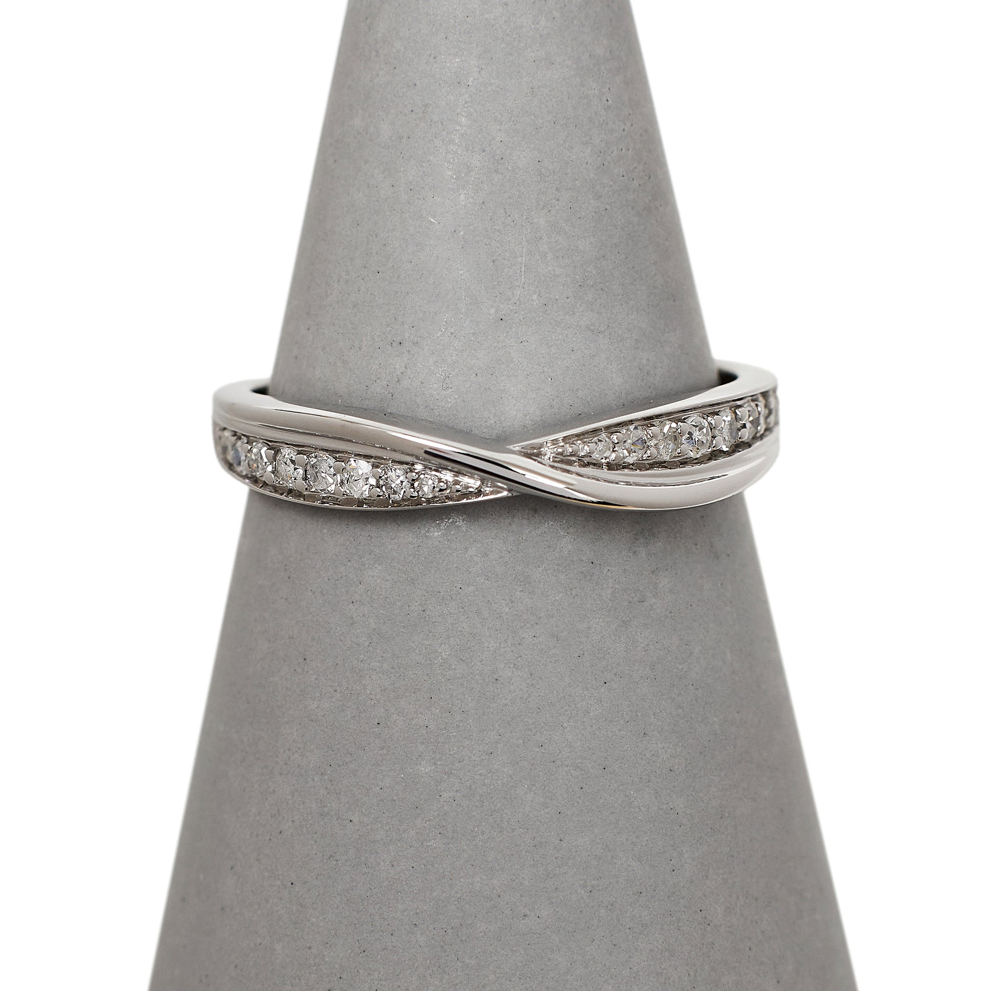 Pre-Owned 9ct White Gold Diamond Set Crossover Ring - Size N