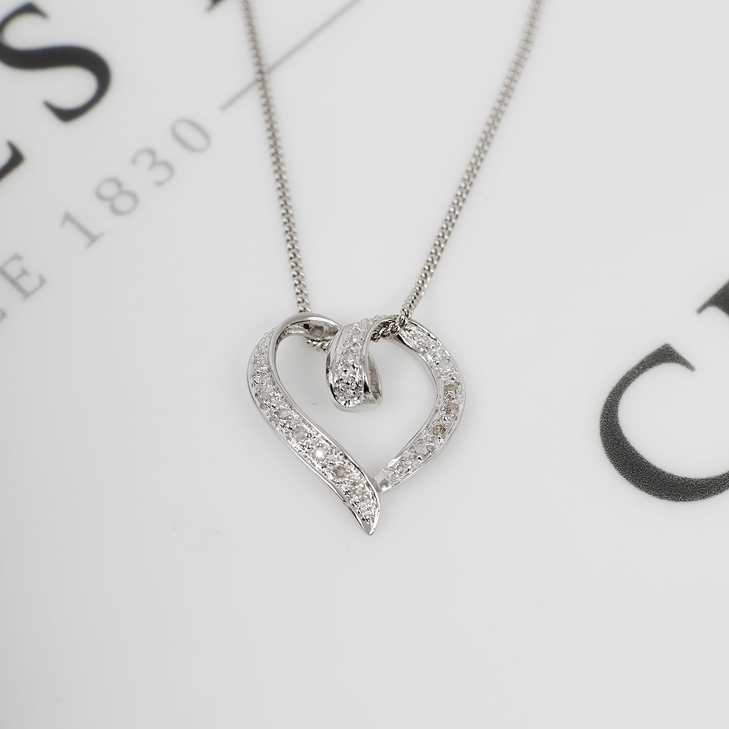 Pre-Owned 9ct White Gold Diamond Set Heart Pendant