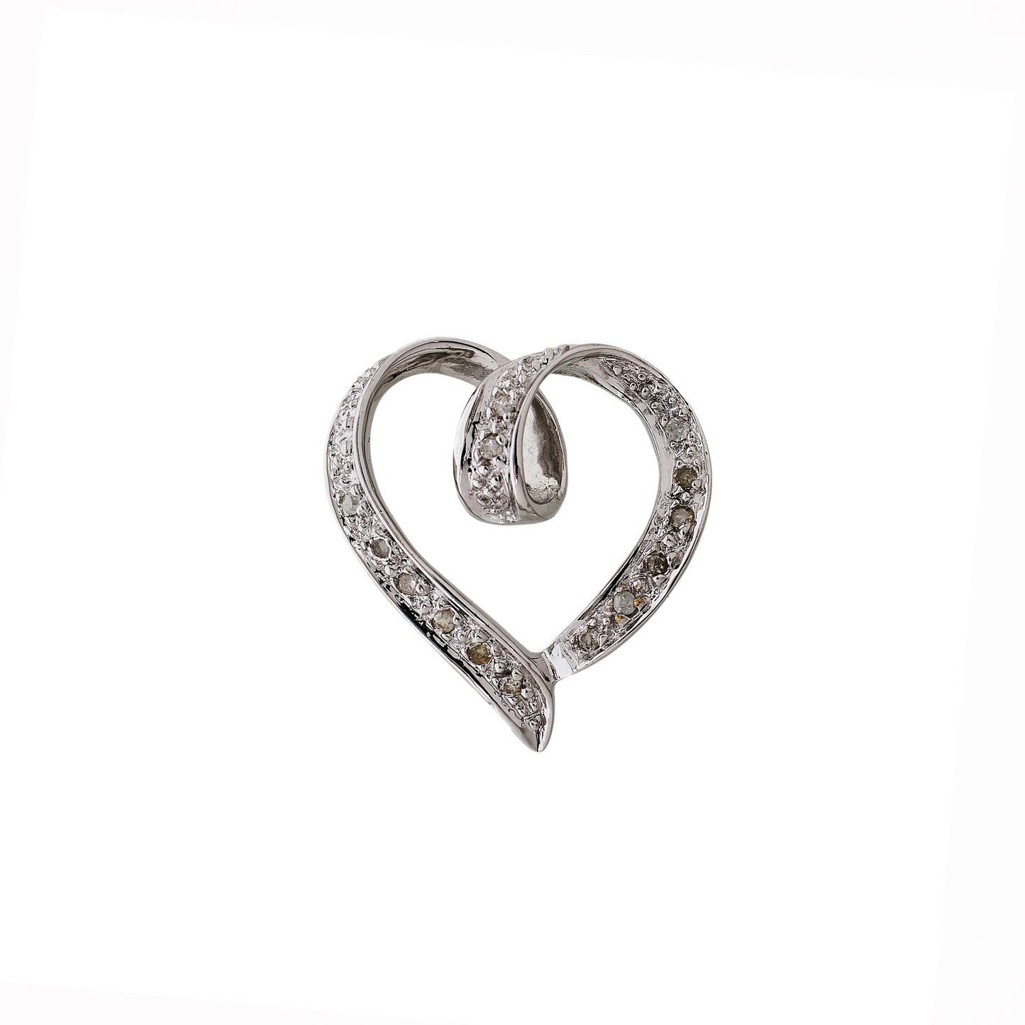 Pre-Owned 9ct White Gold Diamond Set Heart Pendant