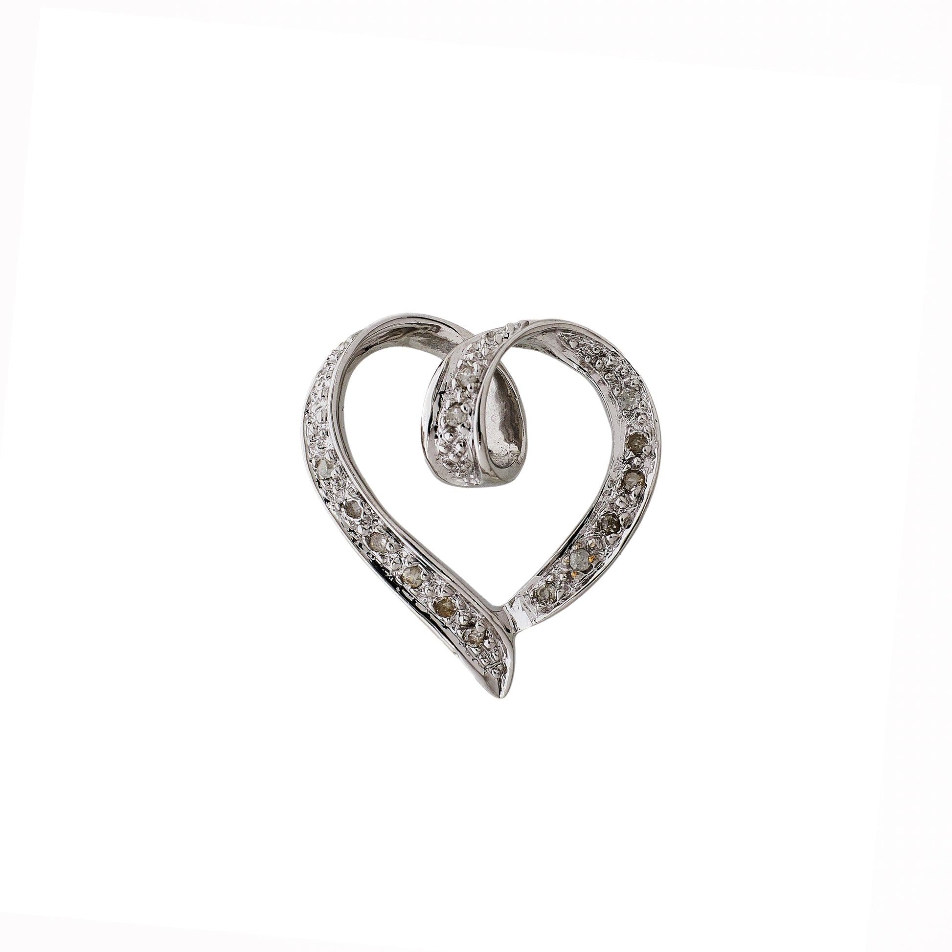 Pre-Owned 9ct White Gold Diamond Set Heart Pendant