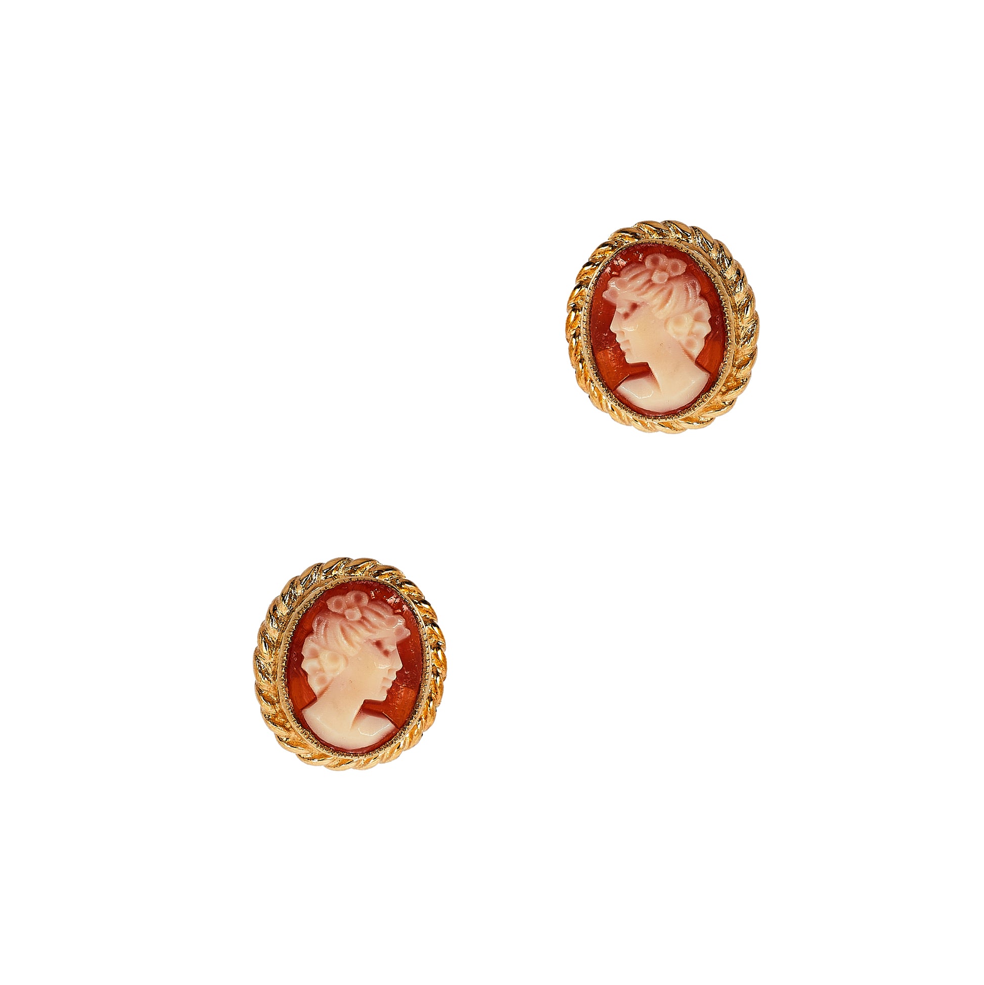 Pre-Owned 9ct Gold Cameo Stud Earrings 