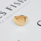 Pre-Owned 9ct Gold High-Polish Oval Signet Ring Size R