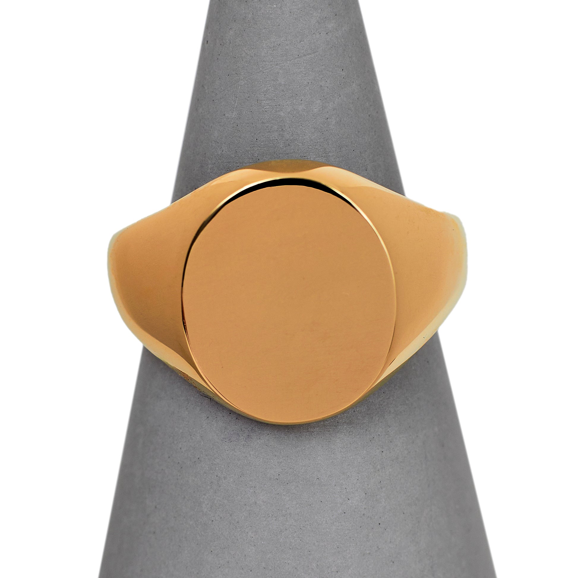 Pre-Owned 9ct Gold High-Polish Oval Signet Ring Size R