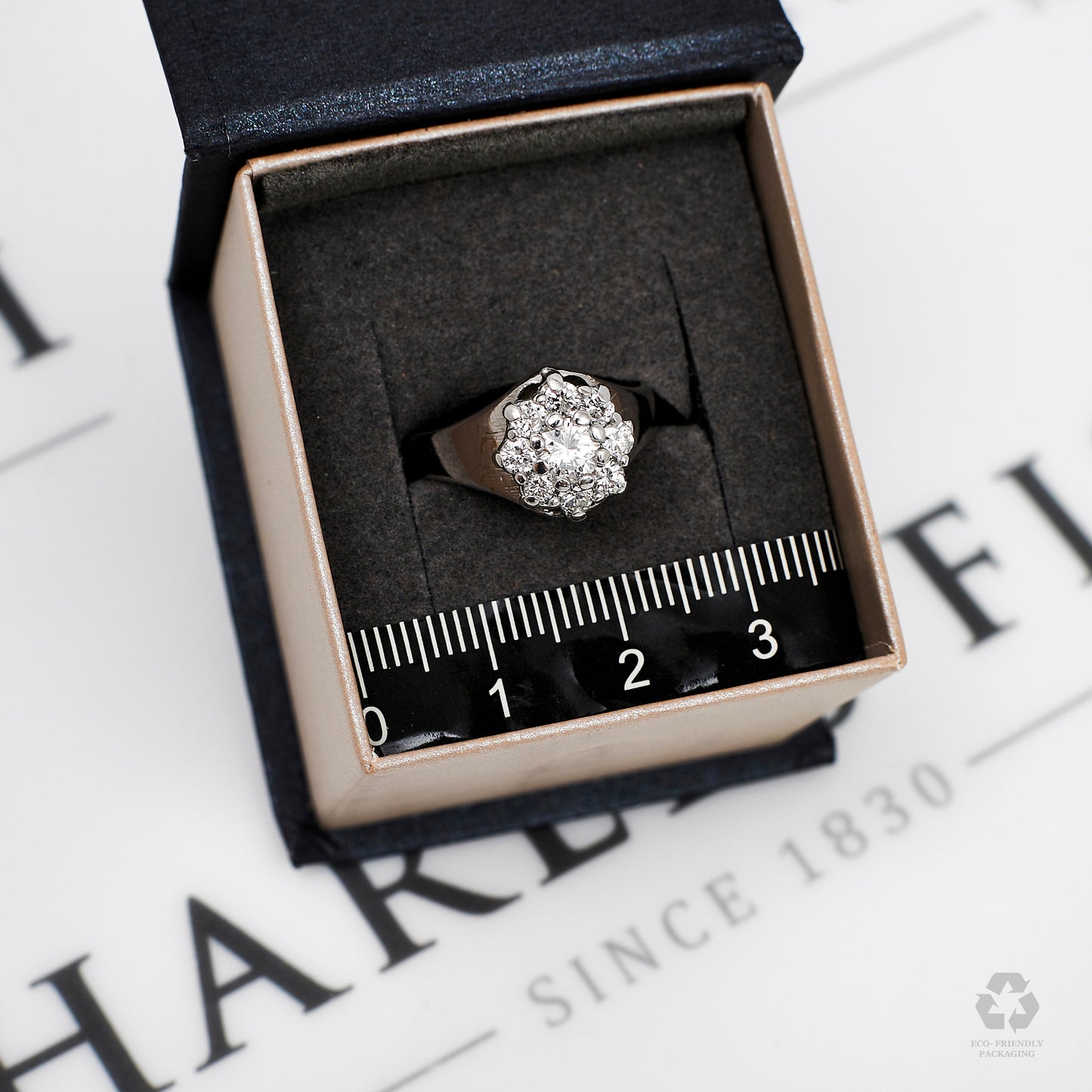Pre-Owned 18ct White Gold Vintage Diamond Cluster Dress Ring