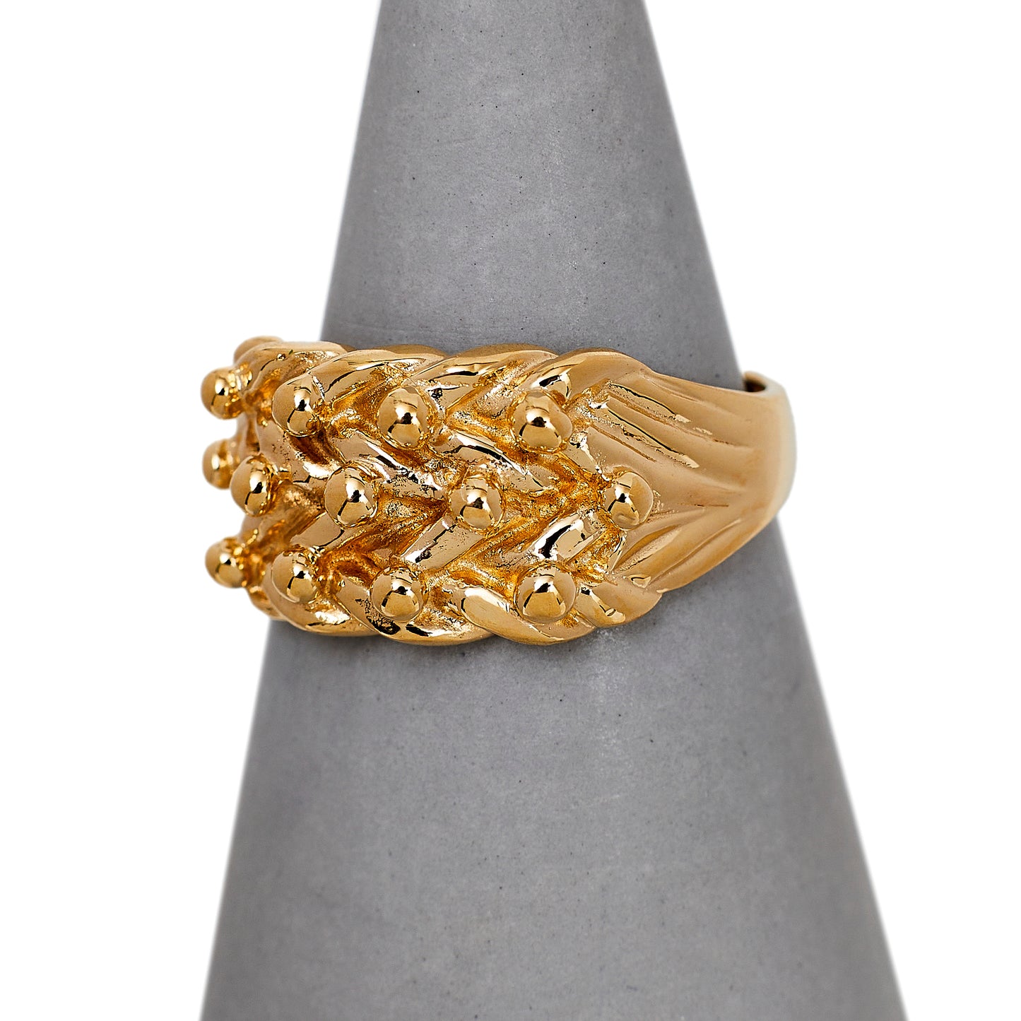 Pre-Owned 9ct Gold 3 Row Shot Ring Size M