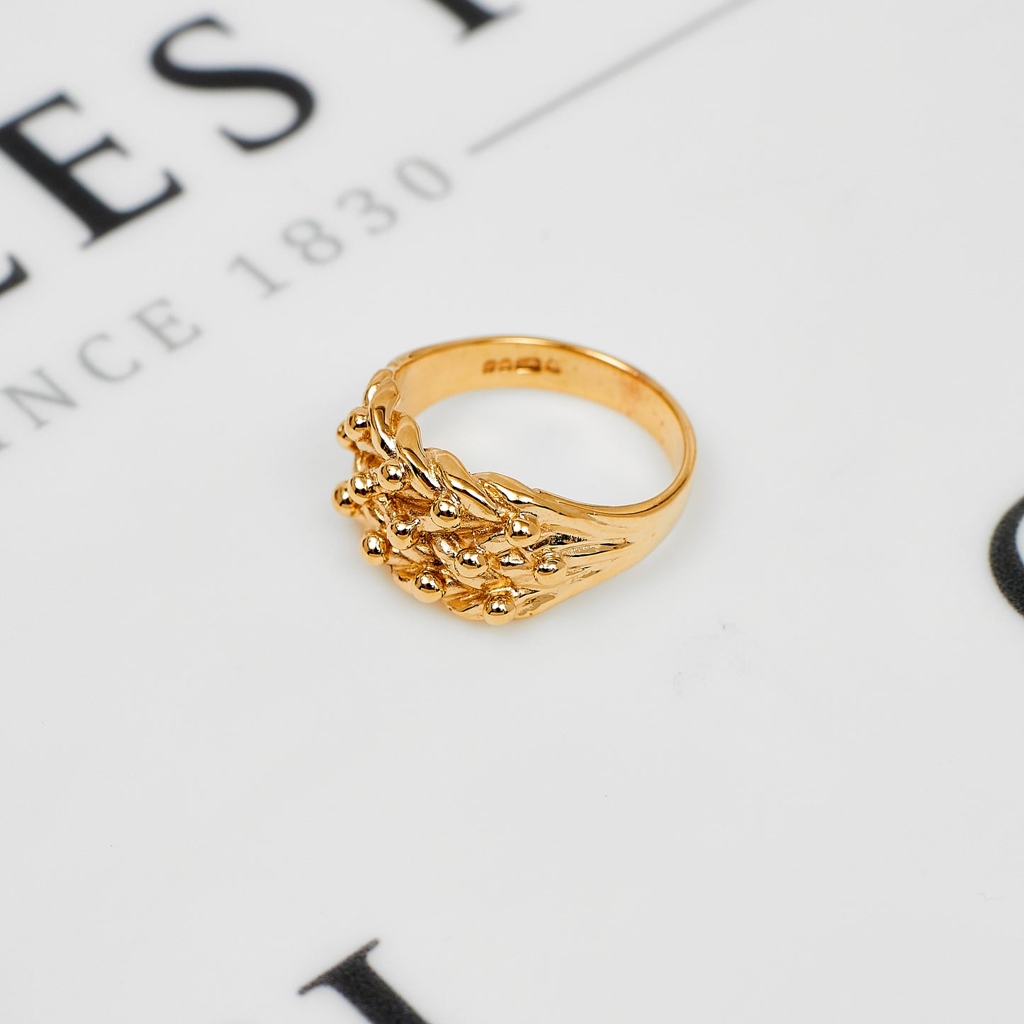 Pre-Owned 9ct Gold 3 Row Shot Ring Size M