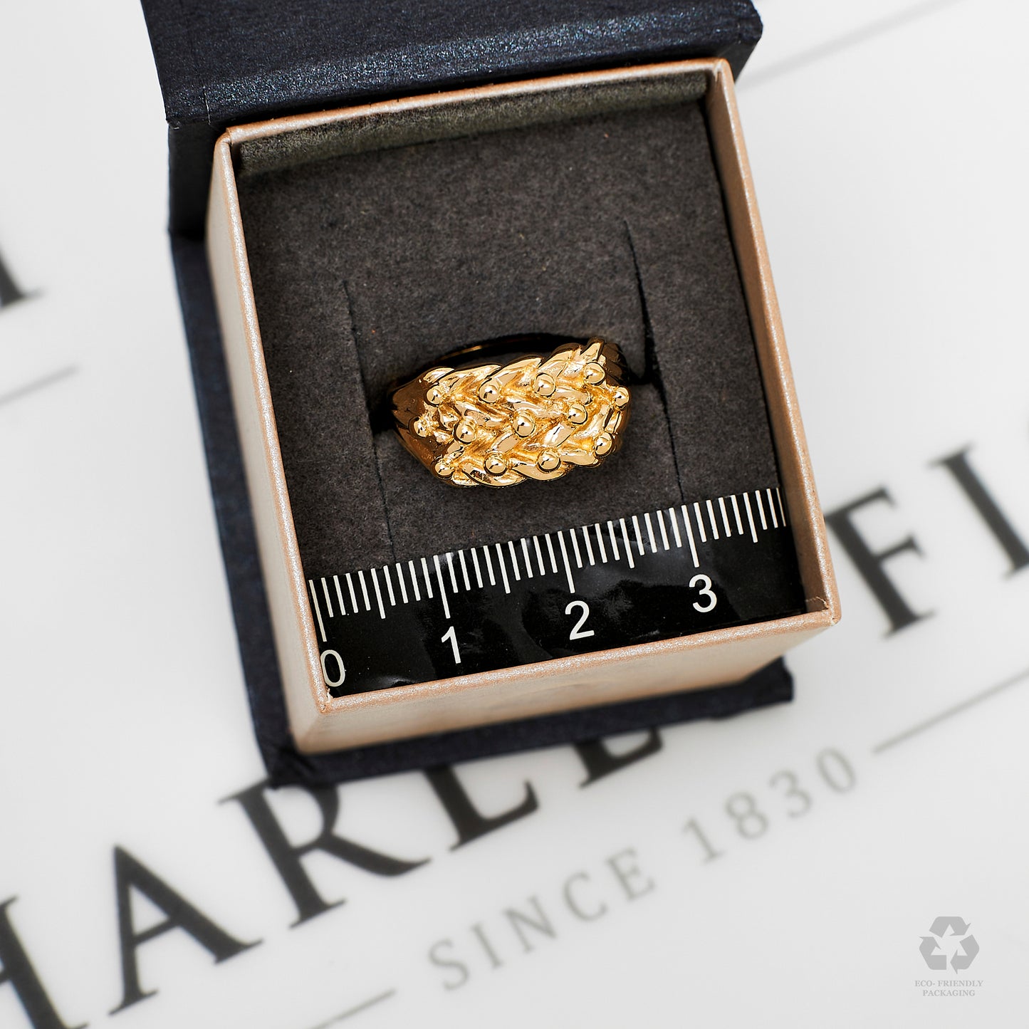 Pre-Owned 9ct Gold 3 Row Shot Ring Size M