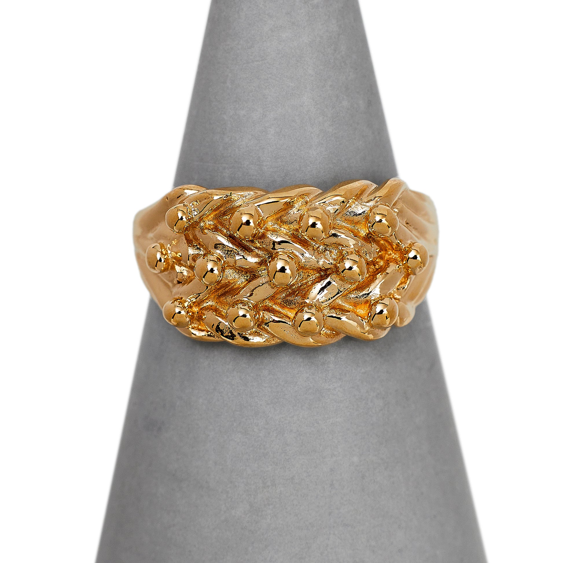 Pre-Owned 9ct Gold 3 Row Shot Ring Size M