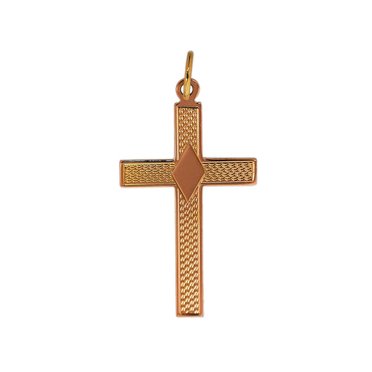Pre-Owned 9ct Rose Gold Patterned Cross &  Rhombus Centre