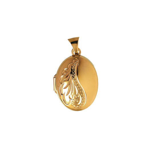 Pre-Owned 9ct Gold Half Pattern Half Polished Oval Locket