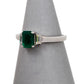 Pre-Owned 18ct White Gold Emerald & Baguette Diamond Ring