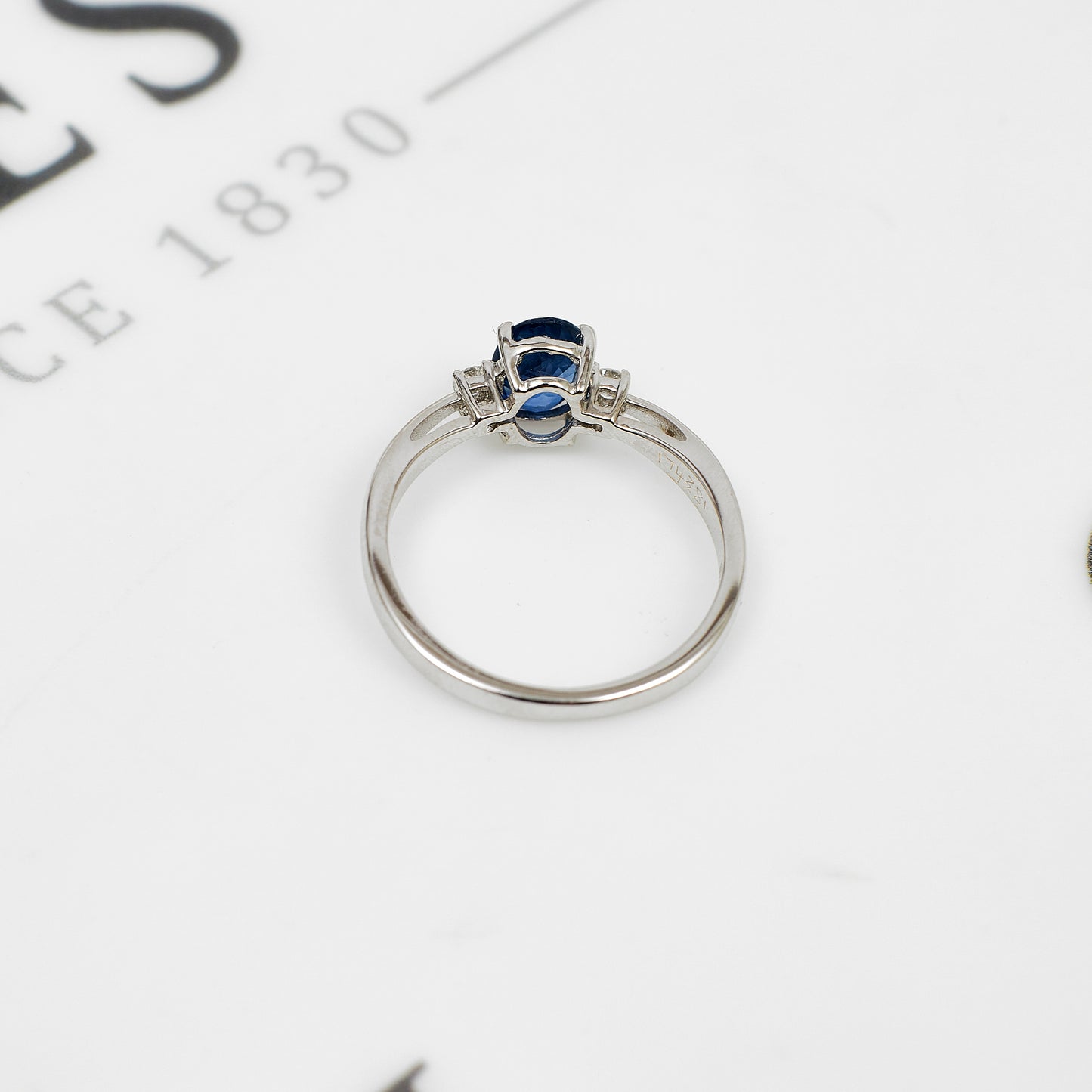 Pre-Owned 18ct White Gold Sapphire & Diamond Ring - Size L